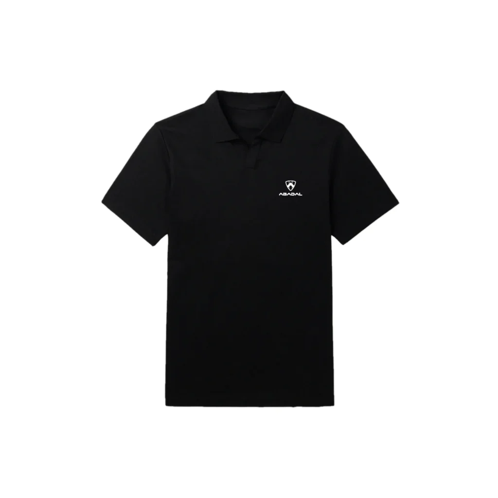 Polo negro Abadal con escudo bordado en blanco
