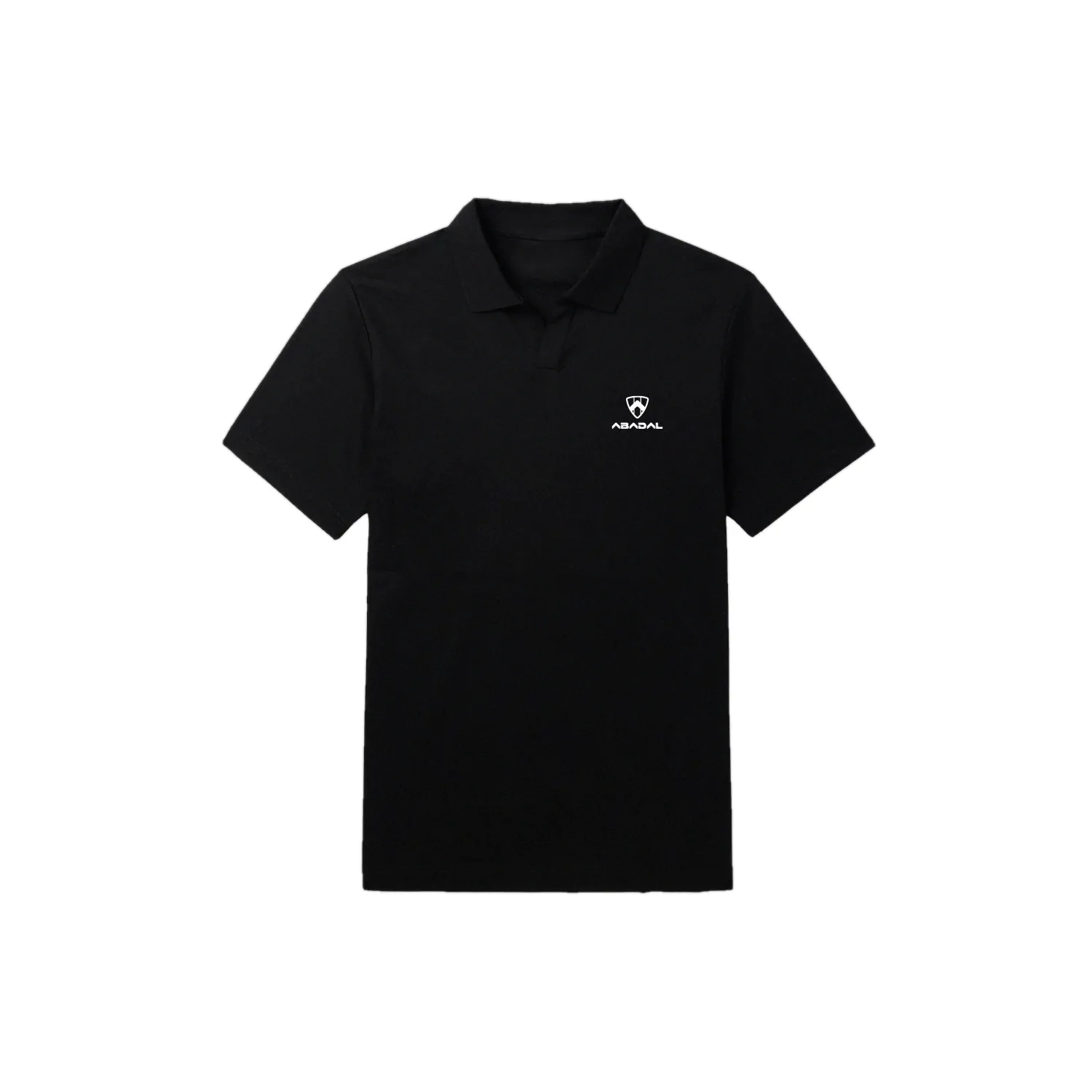 Polo negro Abadal con escudo bordado en blanco