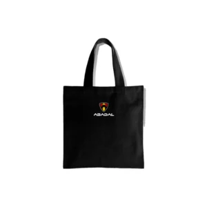 Tote bag negra con escudo y logotipo Abadal